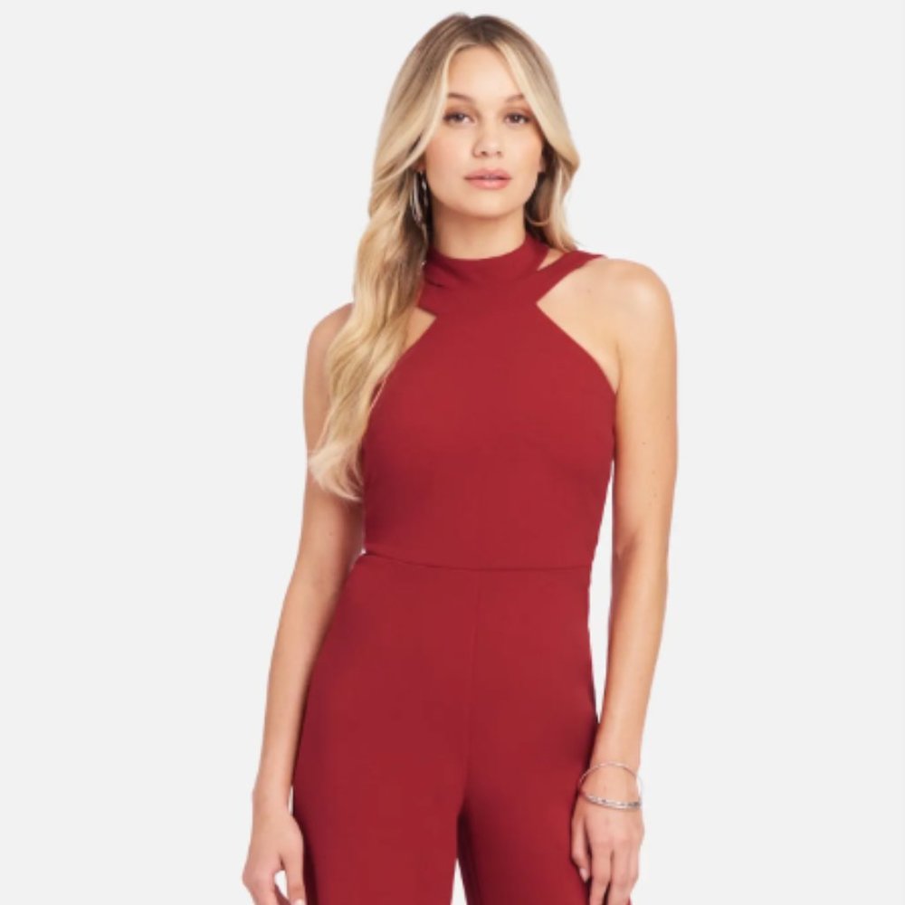 NWT BEBE Wide Leg Halter Jumpsuit (Red colour)